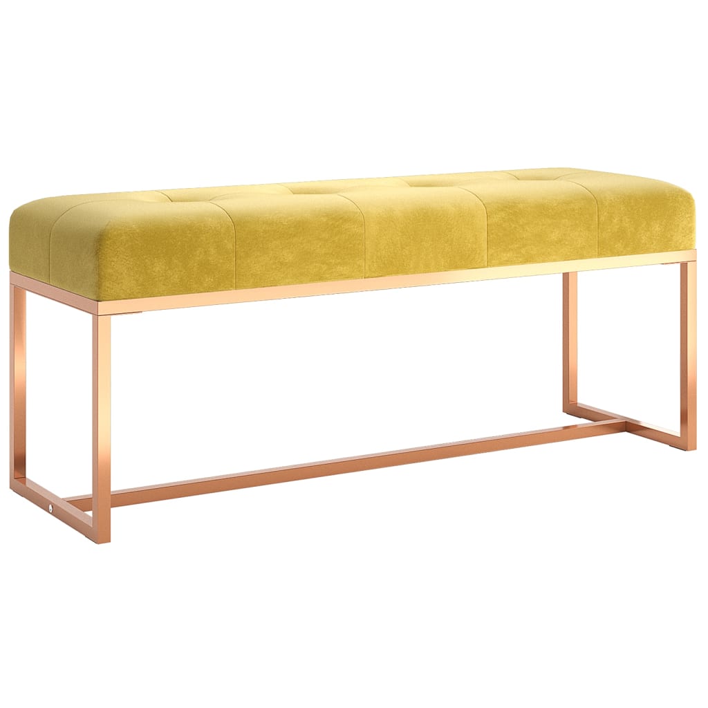 Bankje 110x36x45 cm fluweel mosterdgeel