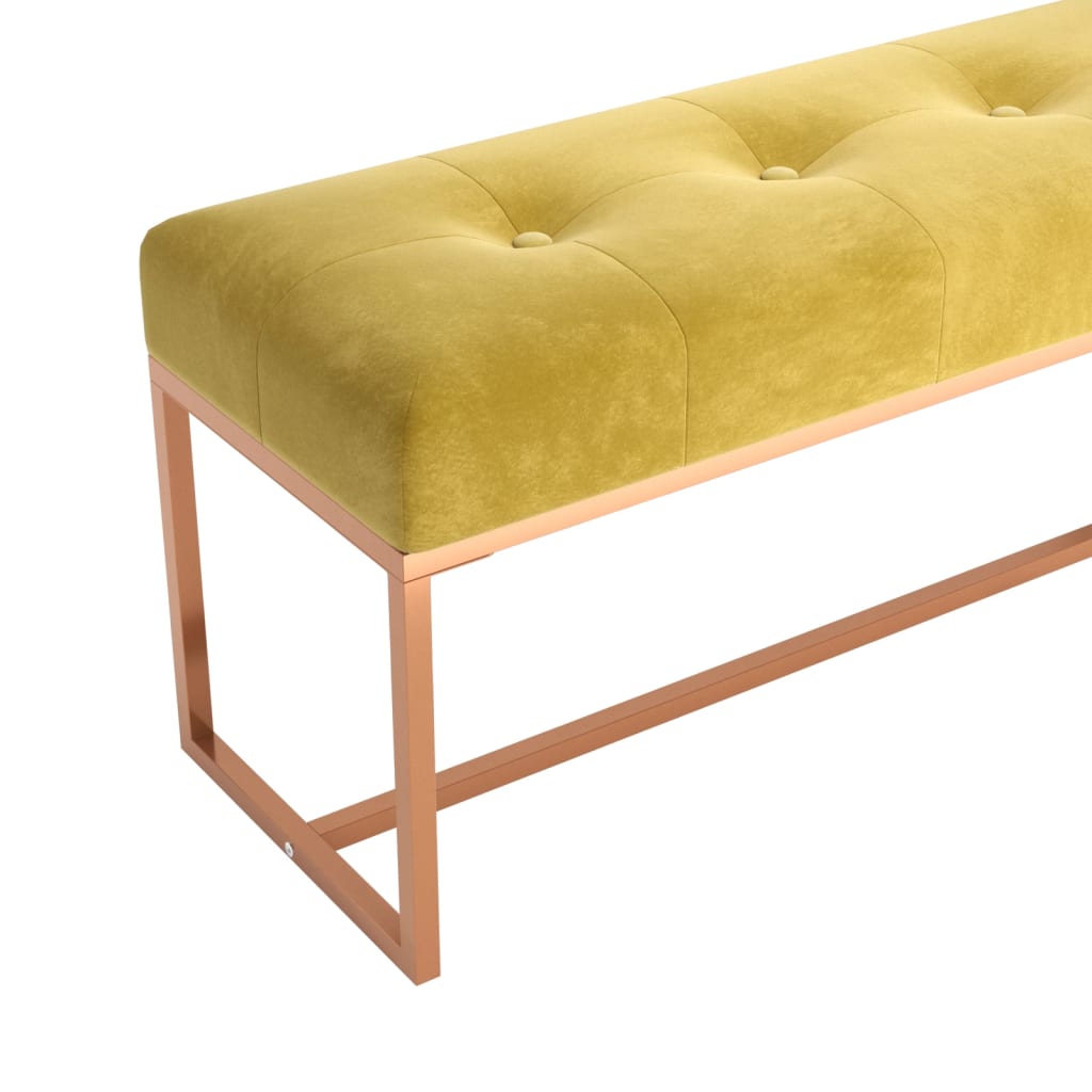 Bankje 110x36x45 cm fluweel mosterdgeel