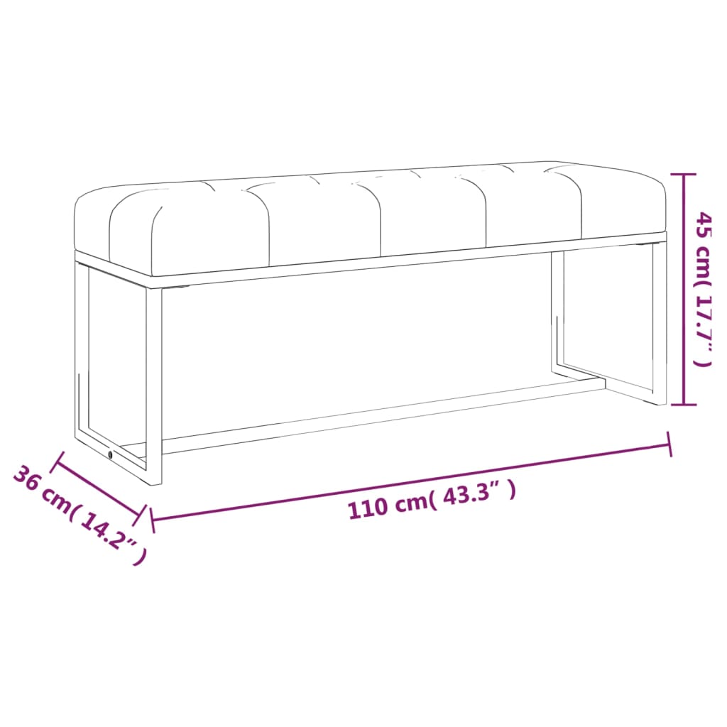 Bankje 110x36x45 cm fluweel mosterdgeel