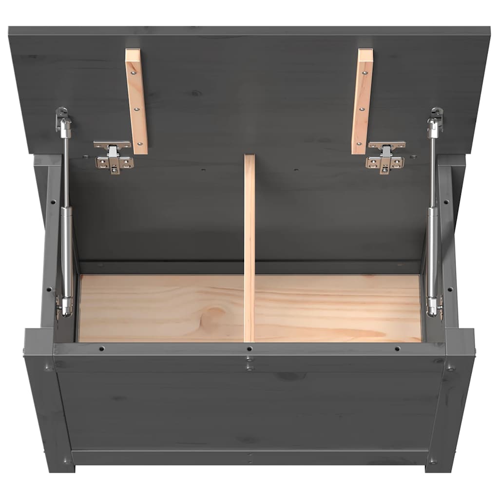 Opbergbox grijs 60x32x45,5 cm massief grenenhout