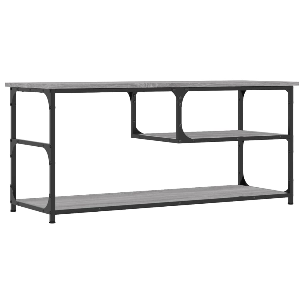 Tv-meubel 103x38x46,5 cm en bewerkt hout staal grijs sonoma