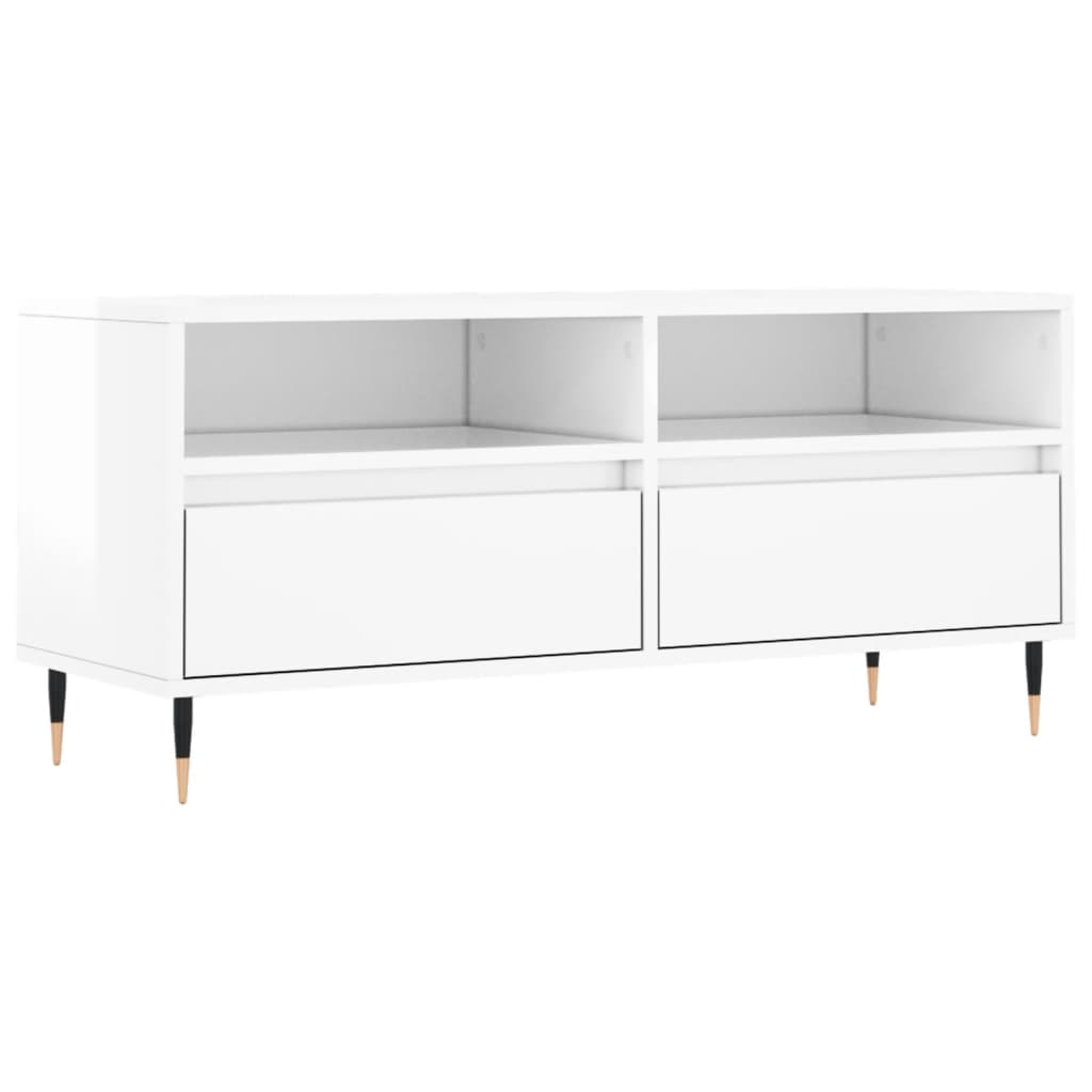 Tv-meubel 100x34,5x44,5 cm bewerkt hout hoogglans wit