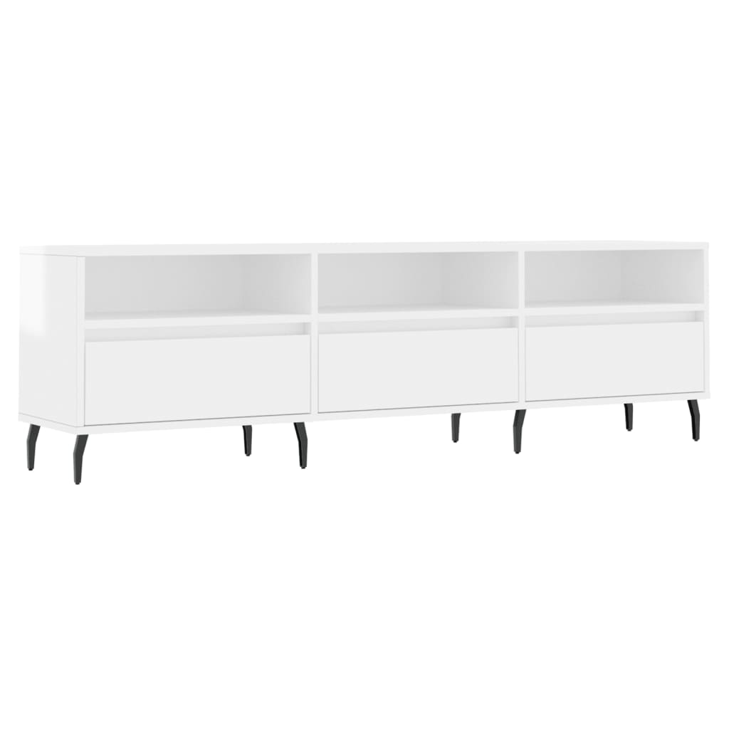 Tv-meubel 150x30x44,5 cm bewerkt hout hoogglans wit