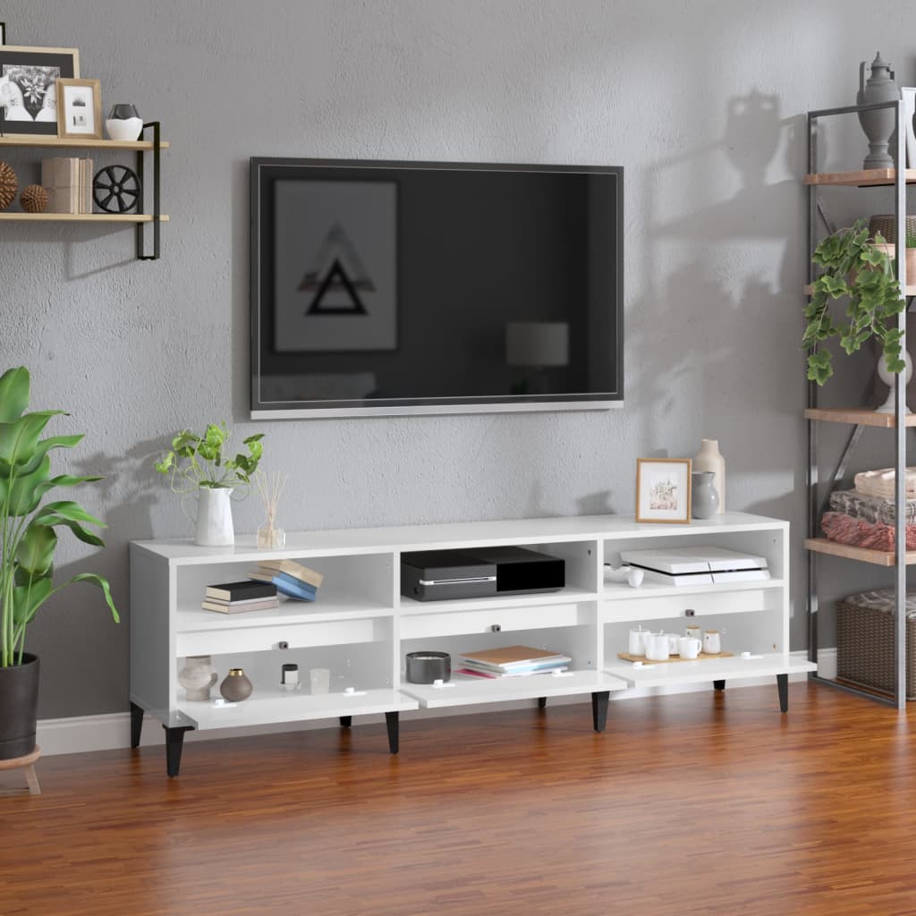 Tv-meubel 150x30x44,5 cm bewerkt hout hoogglans wit