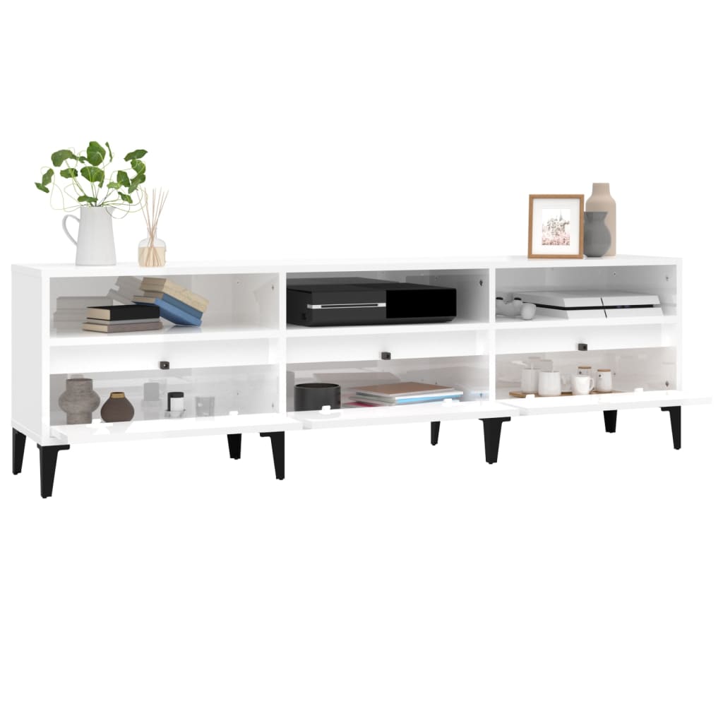 Tv-meubel 150x30x44,5 cm bewerkt hout hoogglans wit