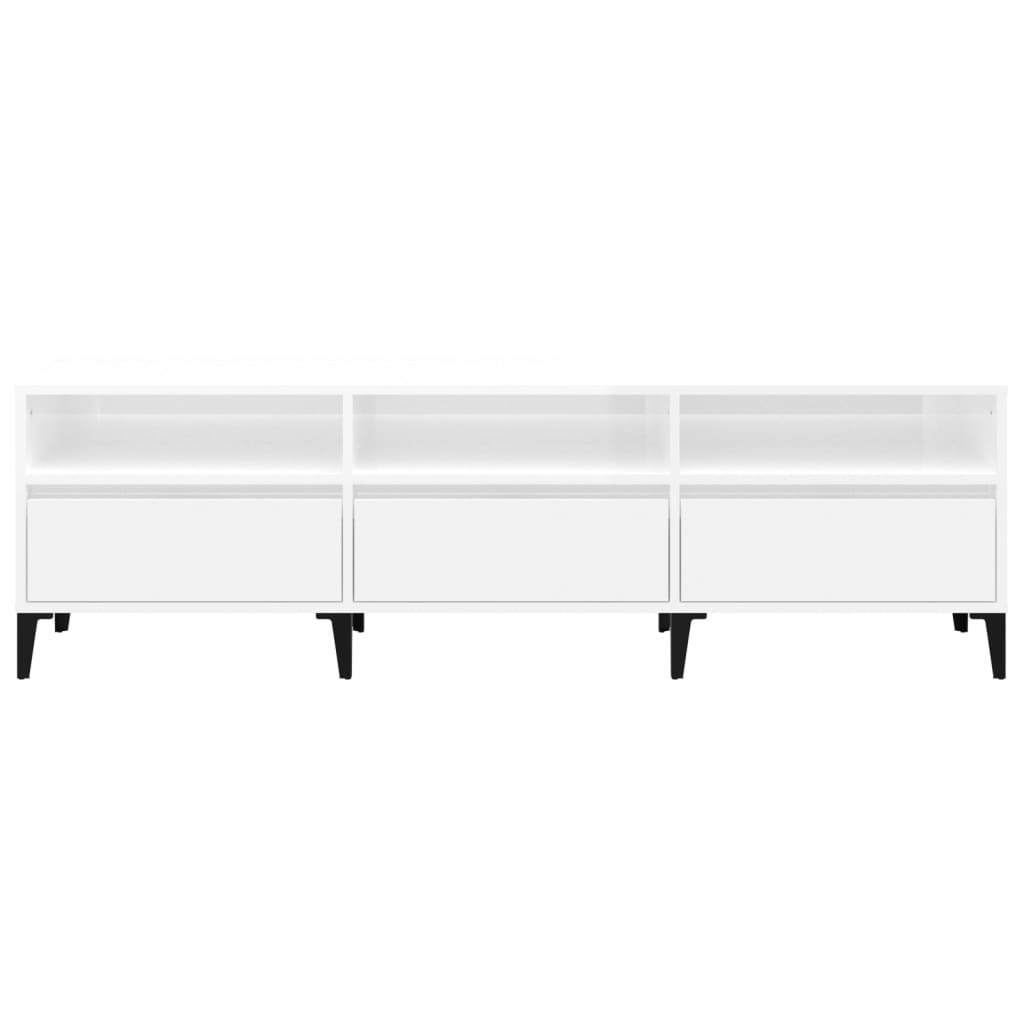 Tv-meubel 150x30x44,5 cm bewerkt hout hoogglans wit