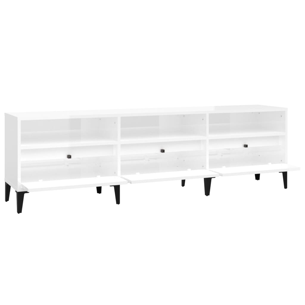 Tv-meubel 150x30x44,5 cm bewerkt hout hoogglans wit
