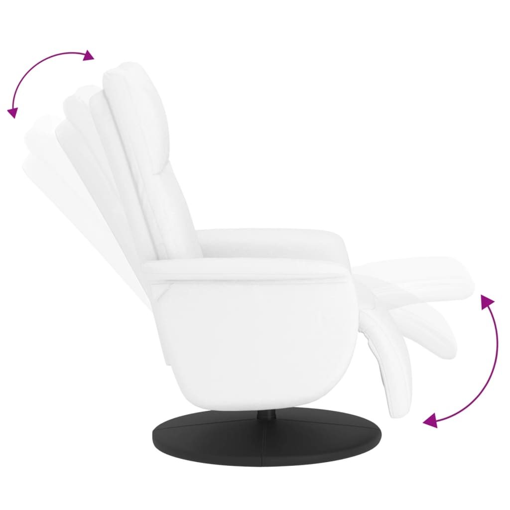 Fauteuil verstelbaar met voetensteun kunstleer wit