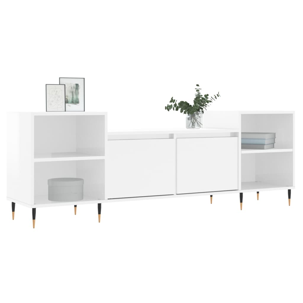 Tv-meubel 160x35x55 cm bewerkt hout hoogglans wit