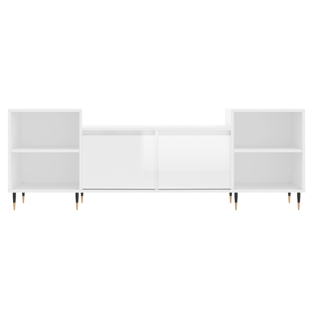 Tv-meubel 160x35x55 cm bewerkt hout hoogglans wit
