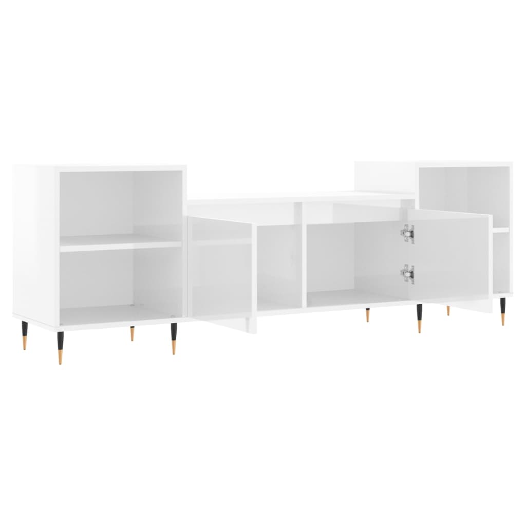 Tv-meubel 160x35x55 cm bewerkt hout hoogglans wit