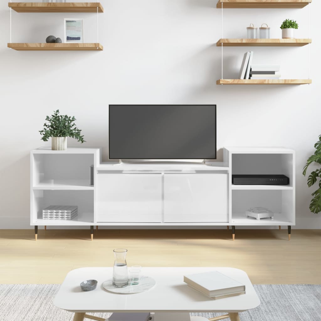 Tv-meubel 160x35x55 cm bewerkt hout hoogglans wit