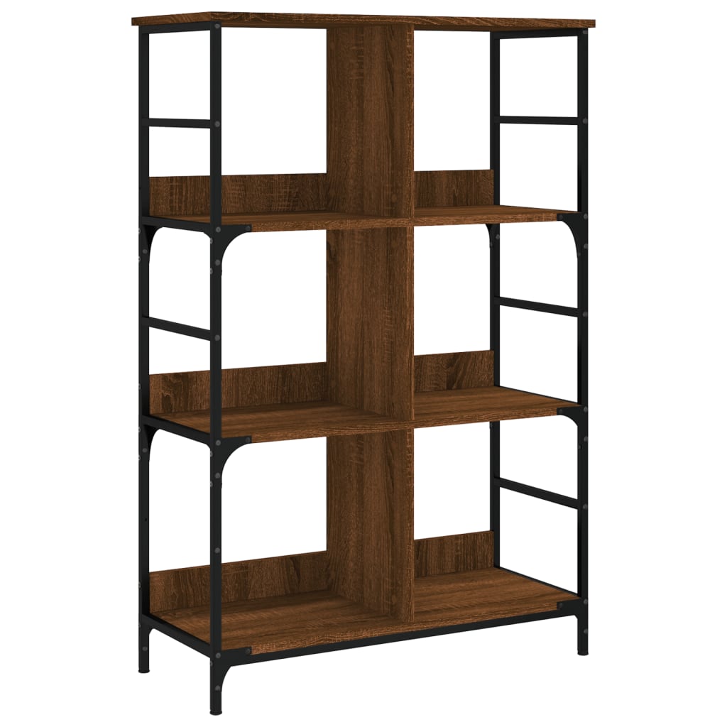 Boekenrek 78,5x33x117,5 cm bewerkt hout bruin eikenkleur