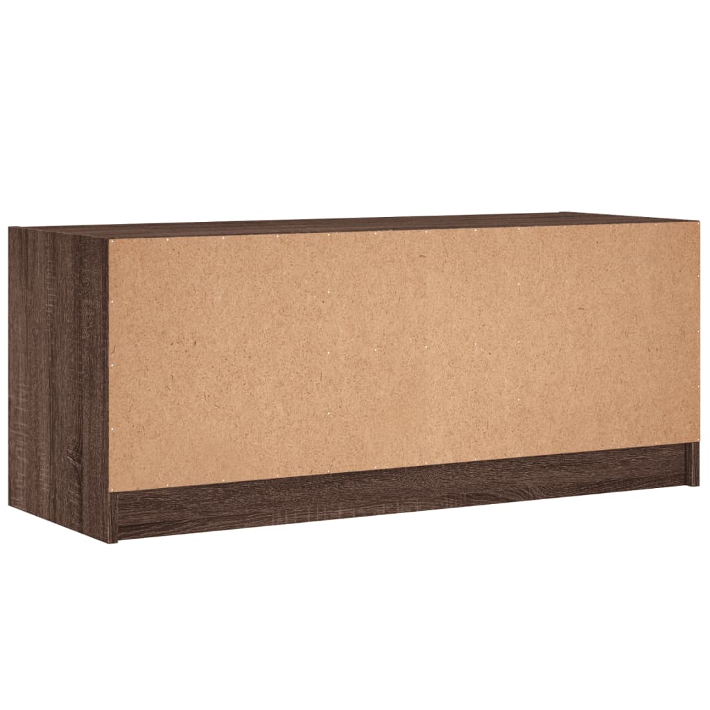Tv-meubel met glazen deuren 102x37x42 cm bruin eikenkleur