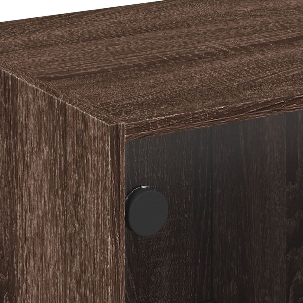 Tv-meubel met glazen deuren 102x37x42 cm bruin eikenkleur