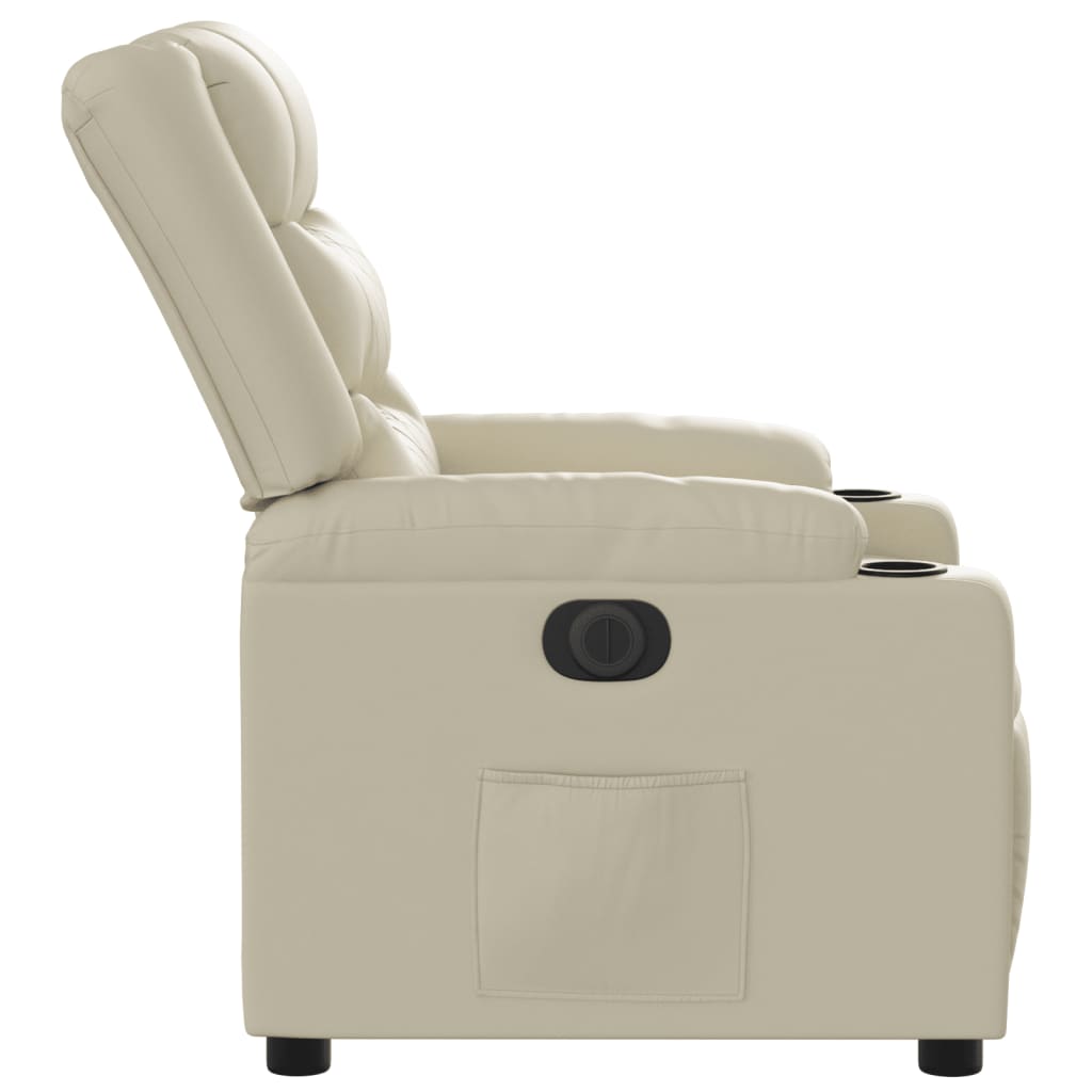 Fauteuil elektrisch verstelbaar kunstleer crèmekleurig