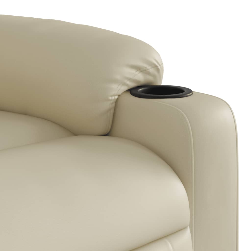 Fauteuil elektrisch verstelbaar kunstleer crèmekleurig