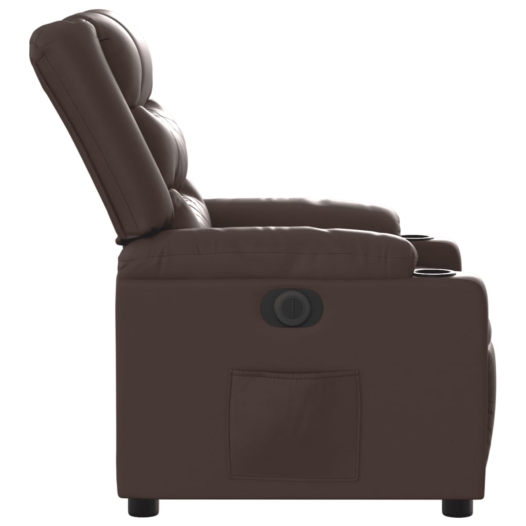 Fauteuil verstelbaar elektrisch kunstleer bruin