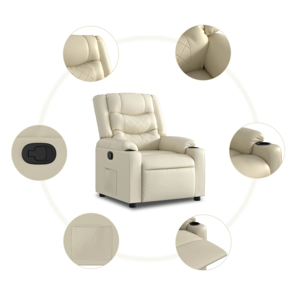 Fauteuil verstelbaar kunstleer crèmekleurig