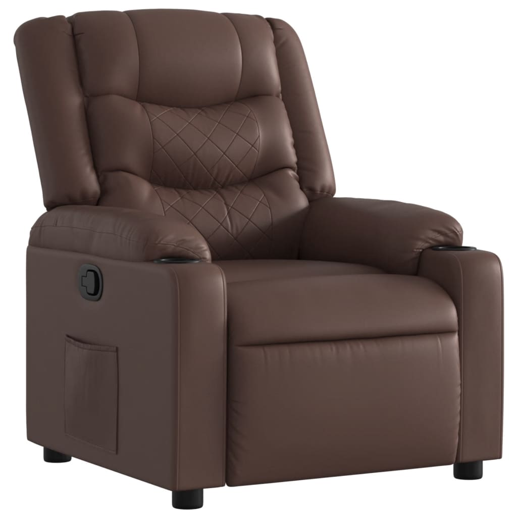 Fauteuil verstelbaar kunstleer bruin