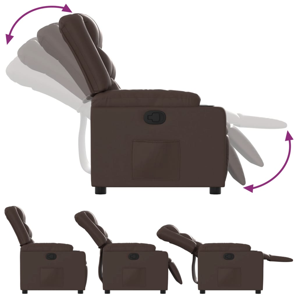 Fauteuil verstelbaar kunstleer bruin