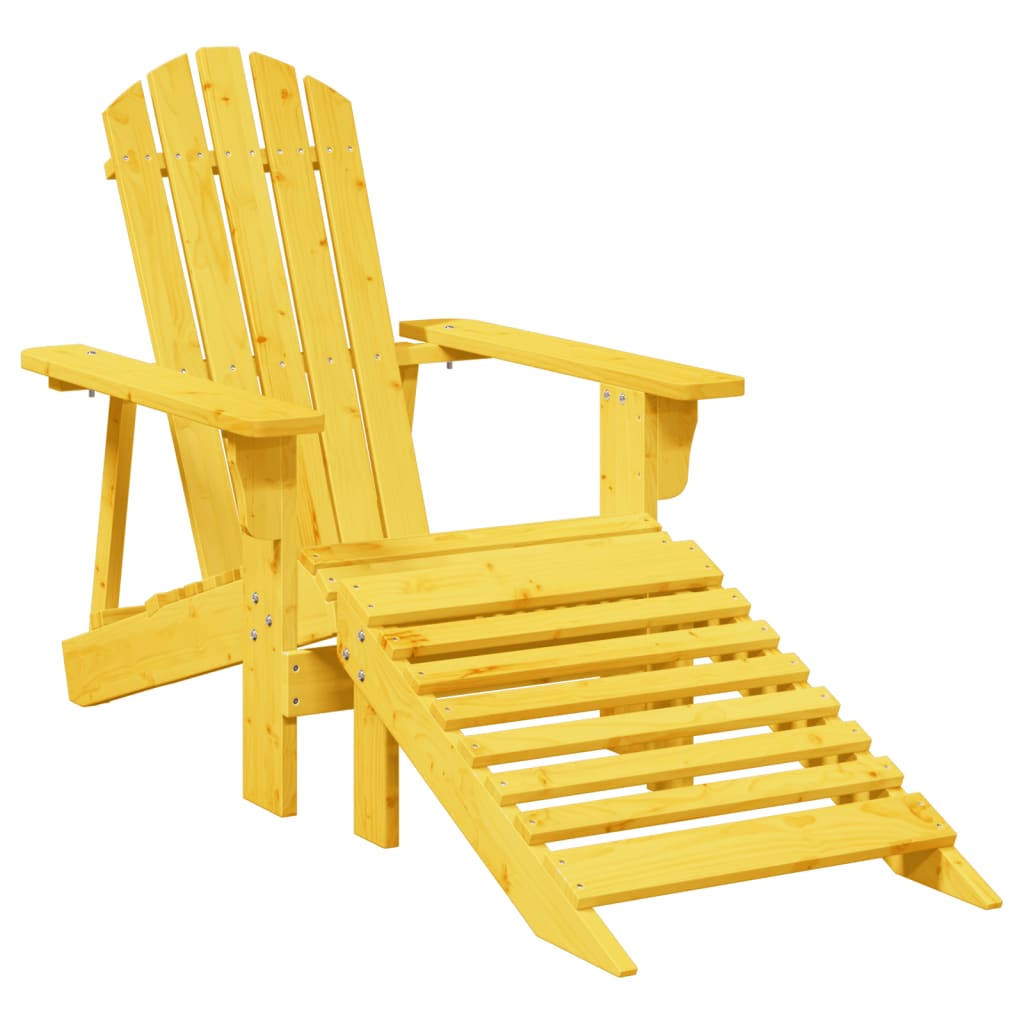 Stoel Adirondack met voetenbank massief vurenhout geel