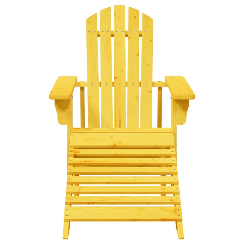 Stoel Adirondack met voetenbank massief vurenhout geel