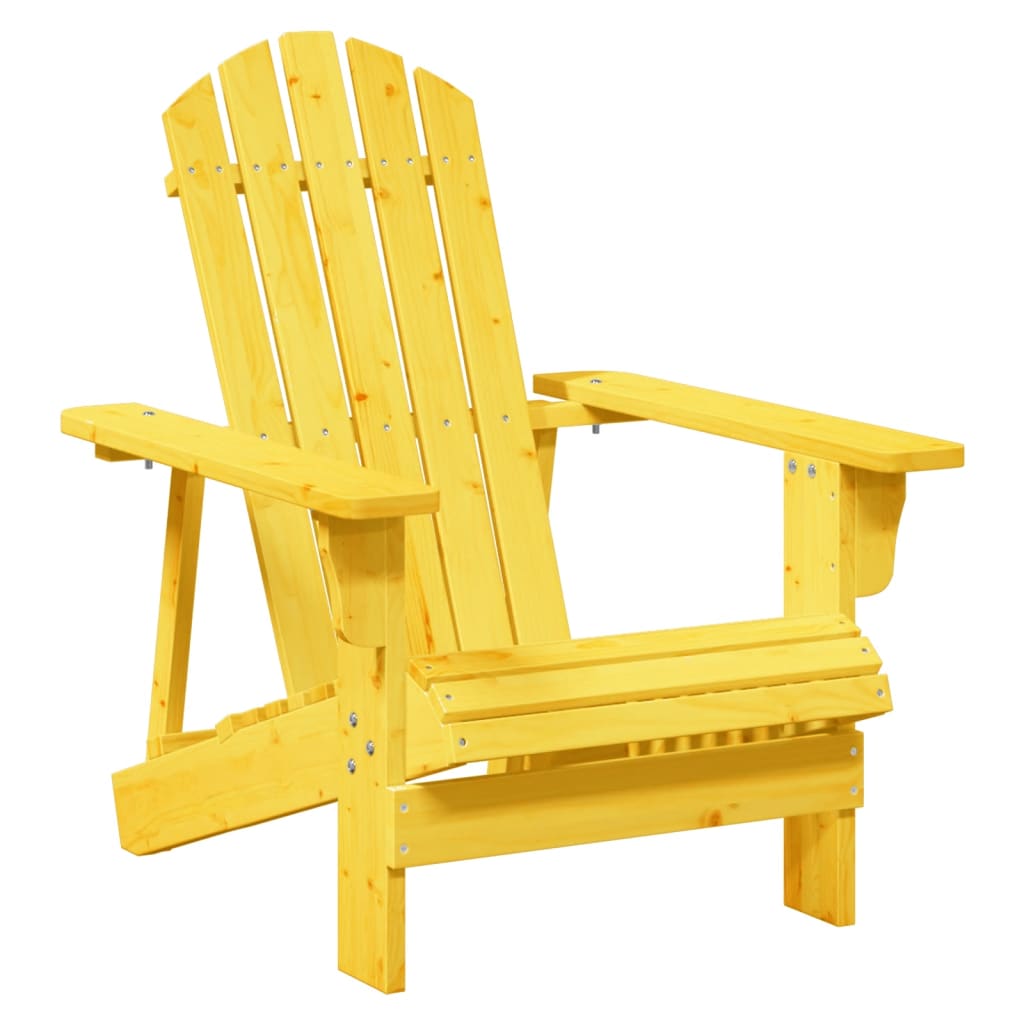 Stoel Adirondack met voetenbank massief vurenhout geel