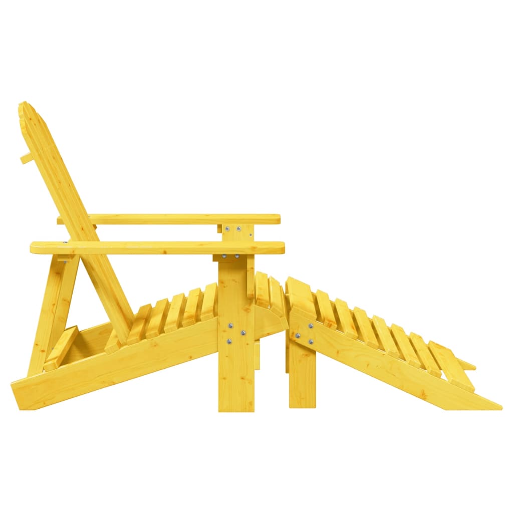 Stoel Adirondack met voetenbank massief vurenhout geel