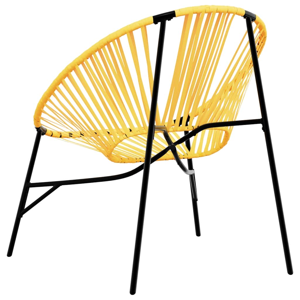Set tuinstoelen 3-delig poly rattan zwart en geel