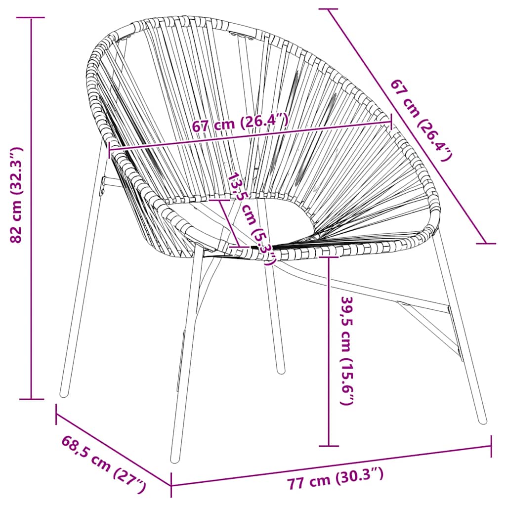 Set tuinstoelen 3-delig poly rattan zwart en geel