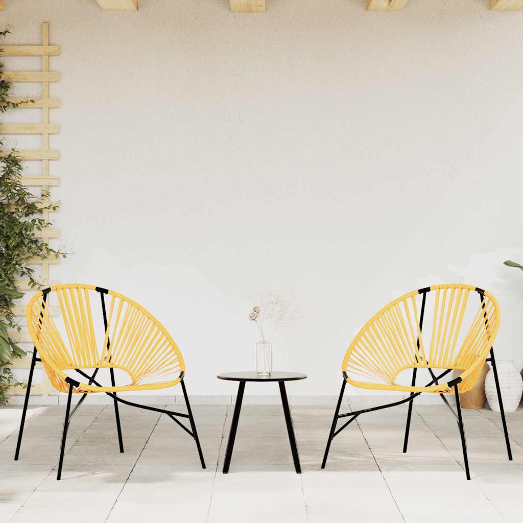 Set tuinstoelen 3-delig poly rattan zwart en geel