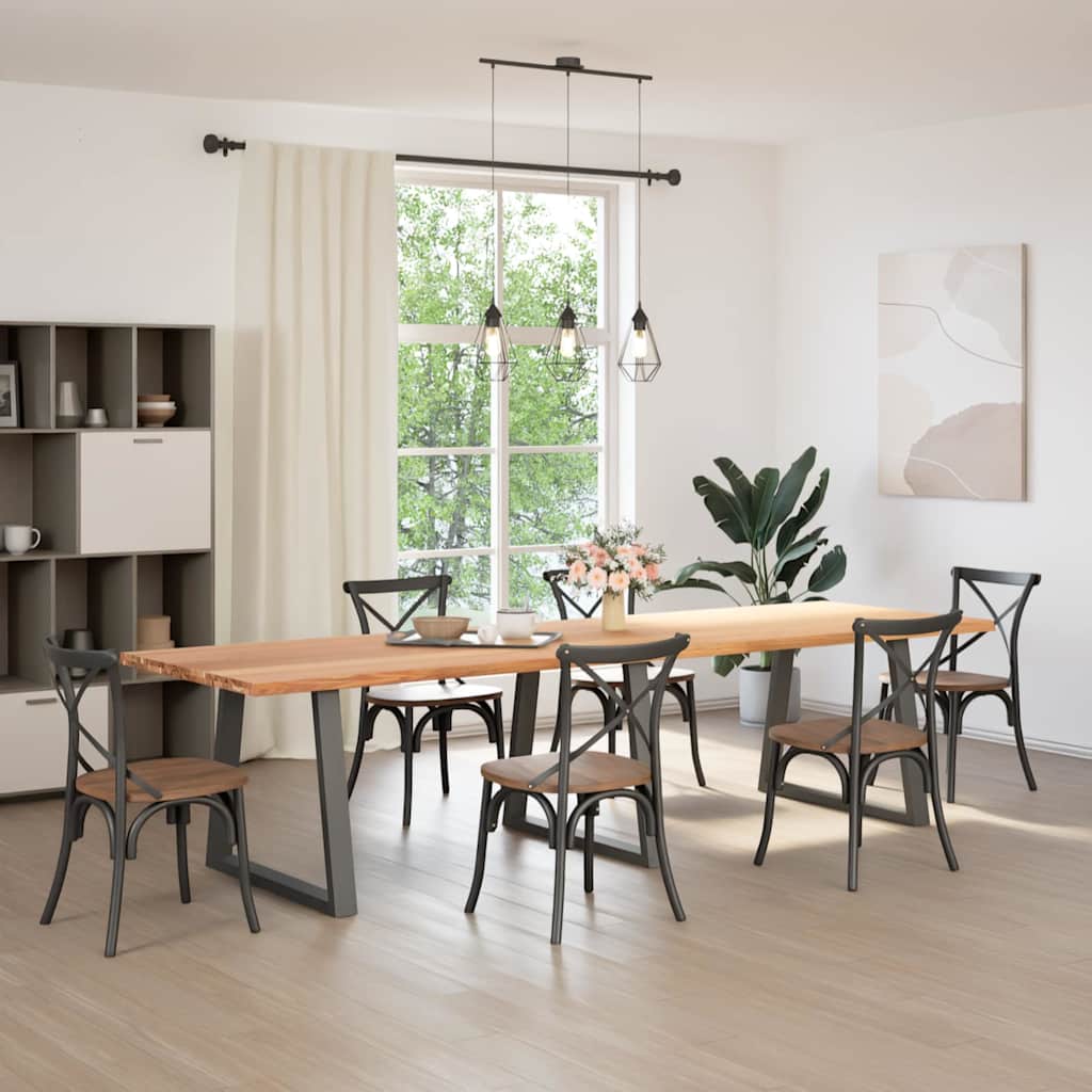 Eettafel met natuurlijke rand 320x100x74 cm massief eikenhout