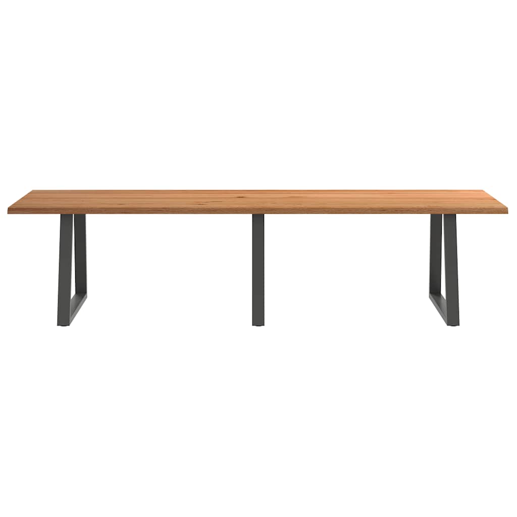 Eettafel met natuurlijke rand 320x100x74 cm massief eikenhout