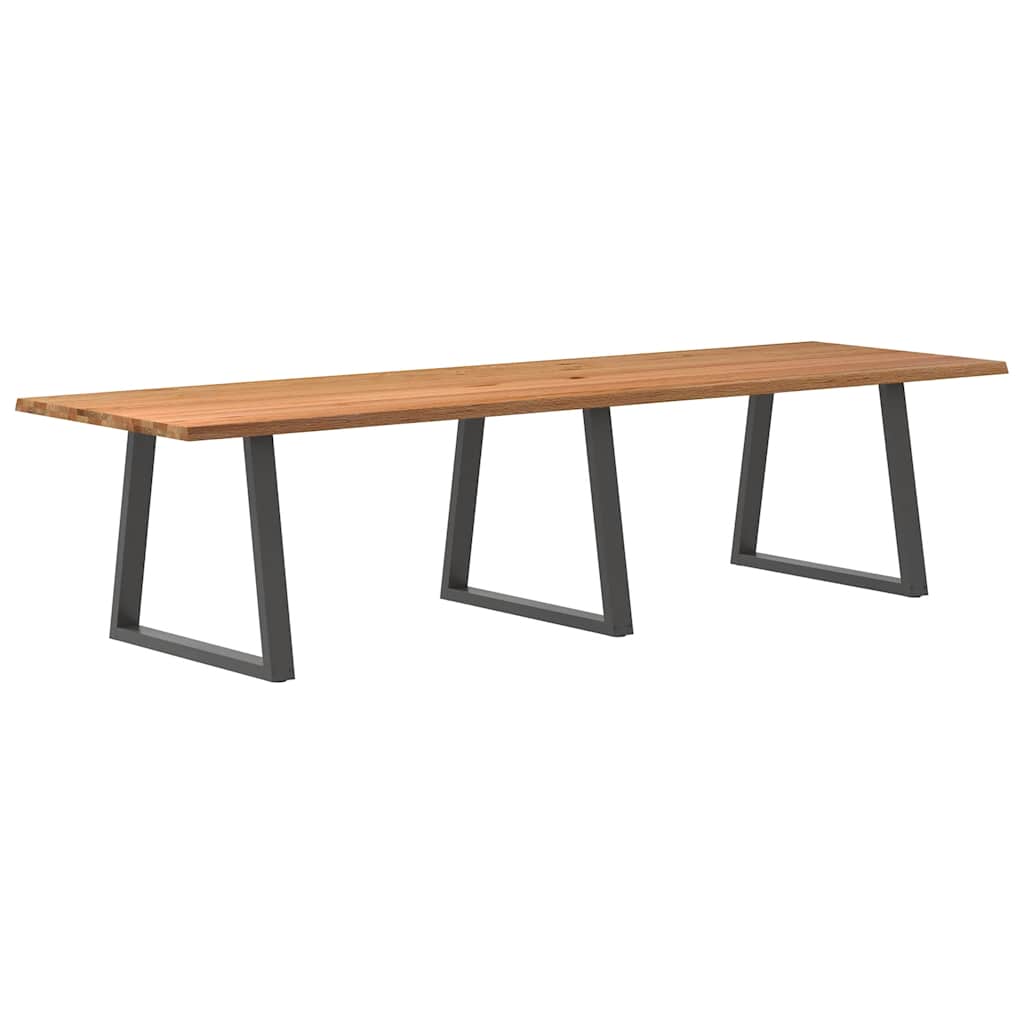 Eettafel met natuurlijke rand 320x100x74 cm massief eikenhout