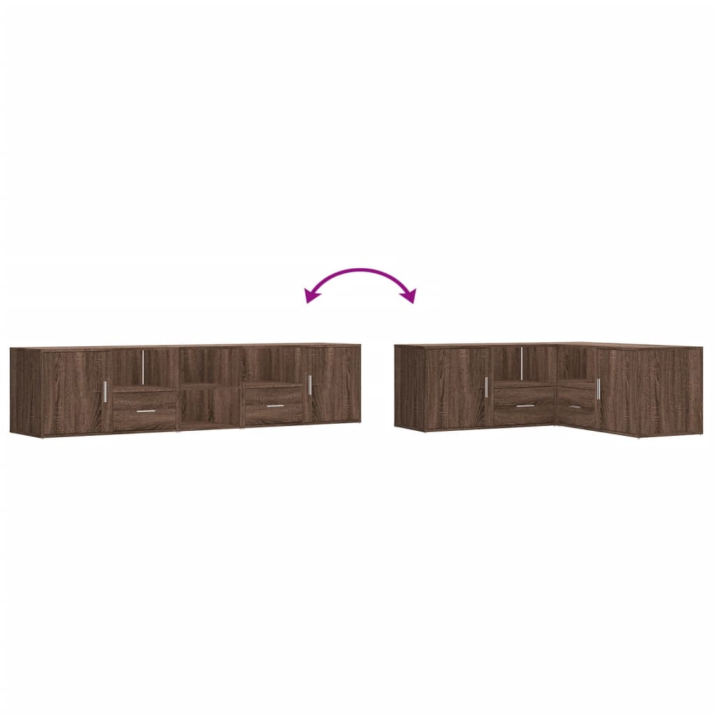 Hoekkast 200x40x45 cm bewerkt hout bruin eikenkleurig