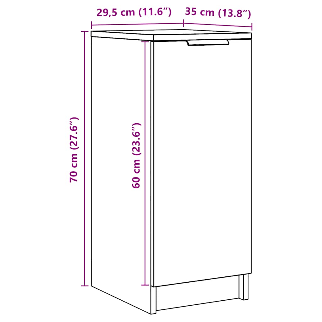 Schoenenkast 29,5x35x70 cm bewerkt hout artisanaal eikenkleur
