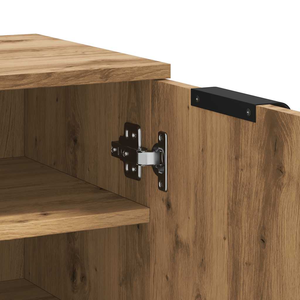 Schoenenkast 29,5x35x100,5 cm bewerkt hout artisanaal eiken
