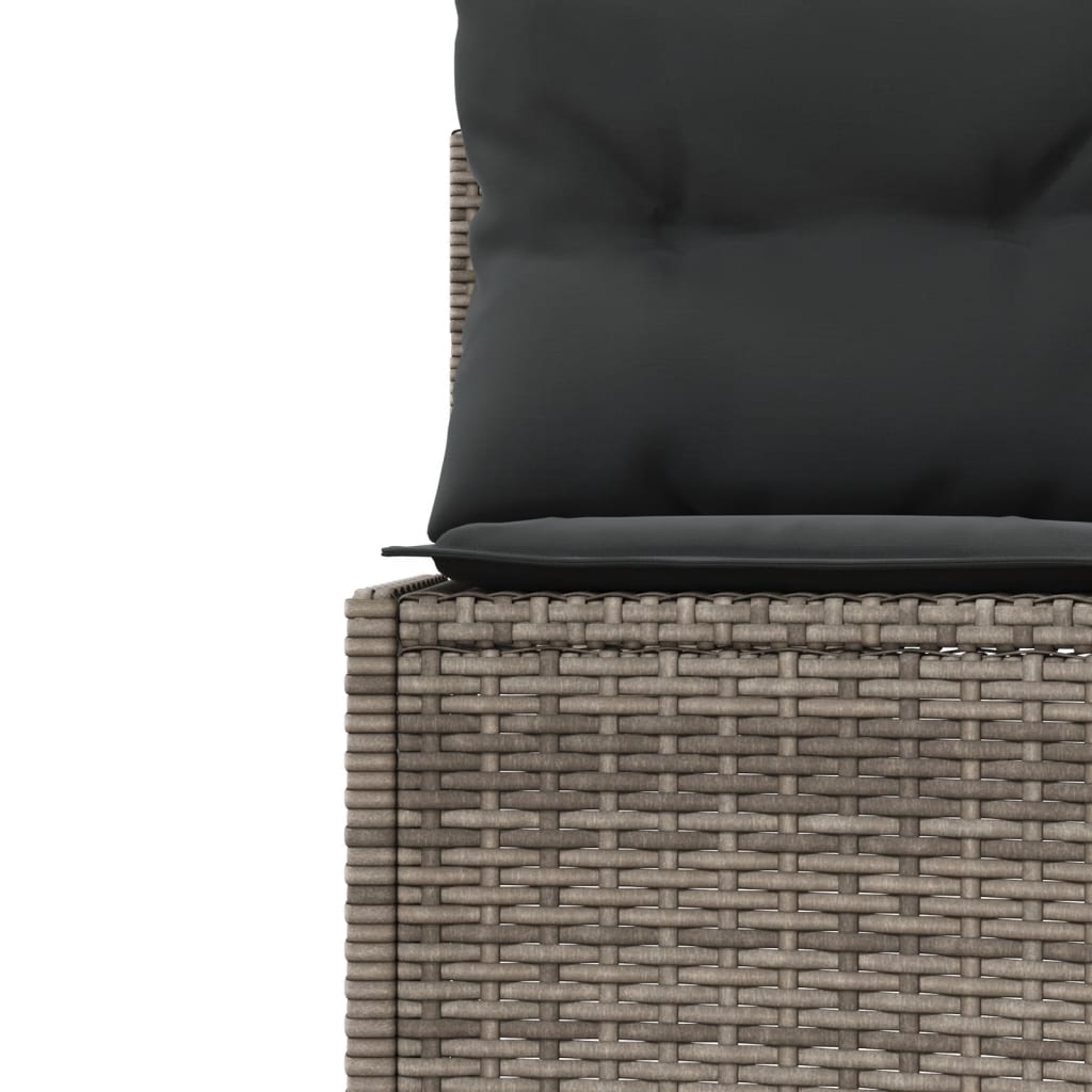 Tuinbank met kussens halfrond poly rattan grijs