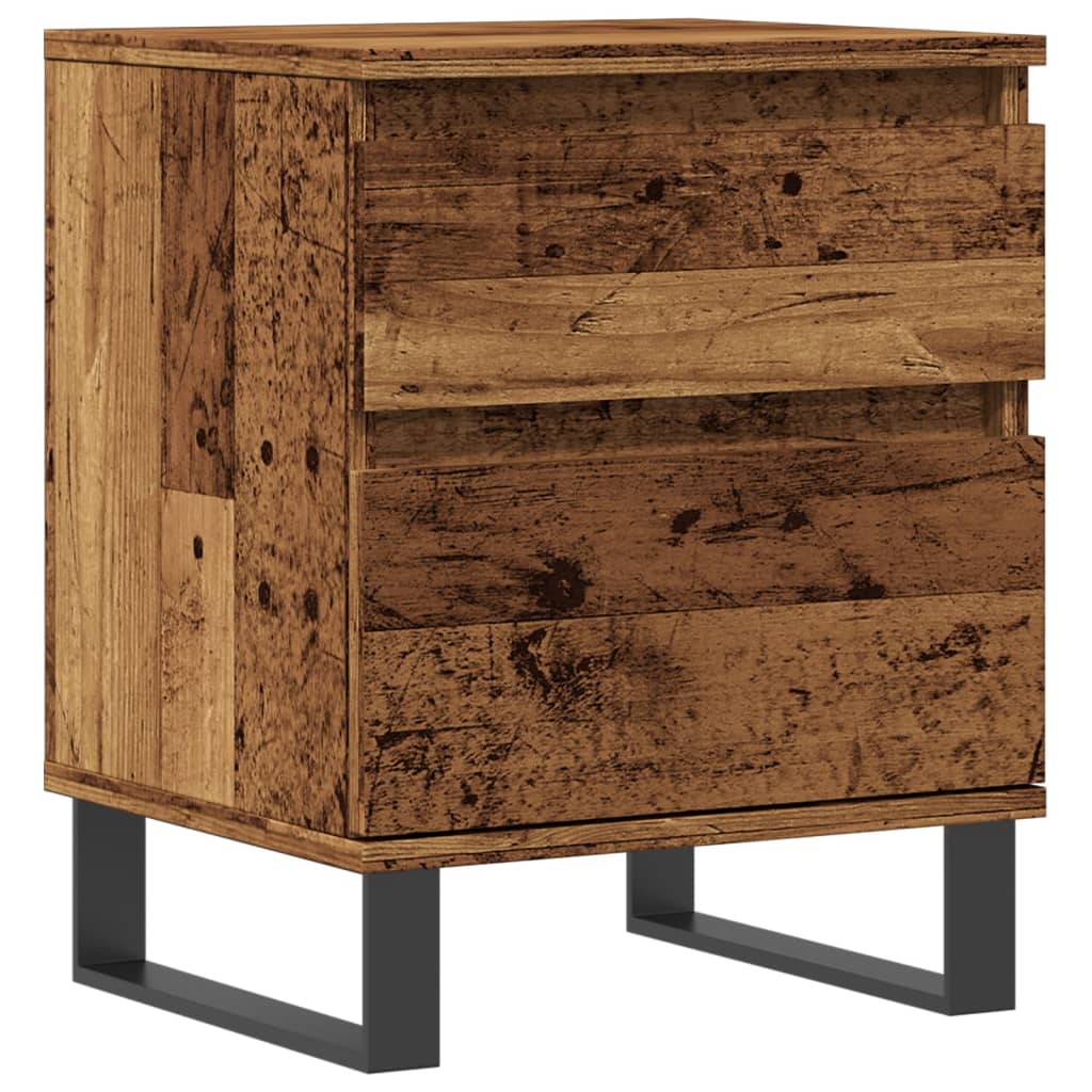 Nachtkastje 40x35x50 cm bewerkt hout oud houtkleurig