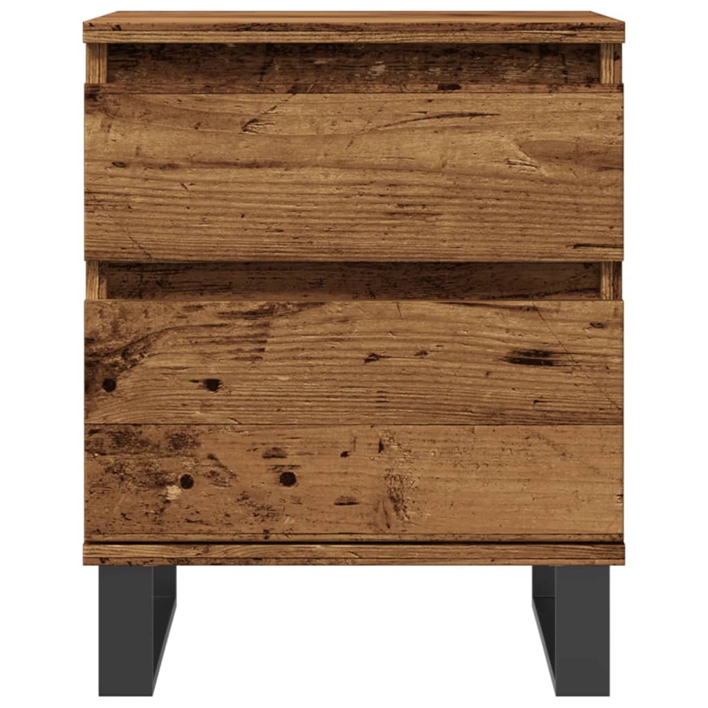 Nachtkastje 40x35x50 cm bewerkt hout oud houtkleurig