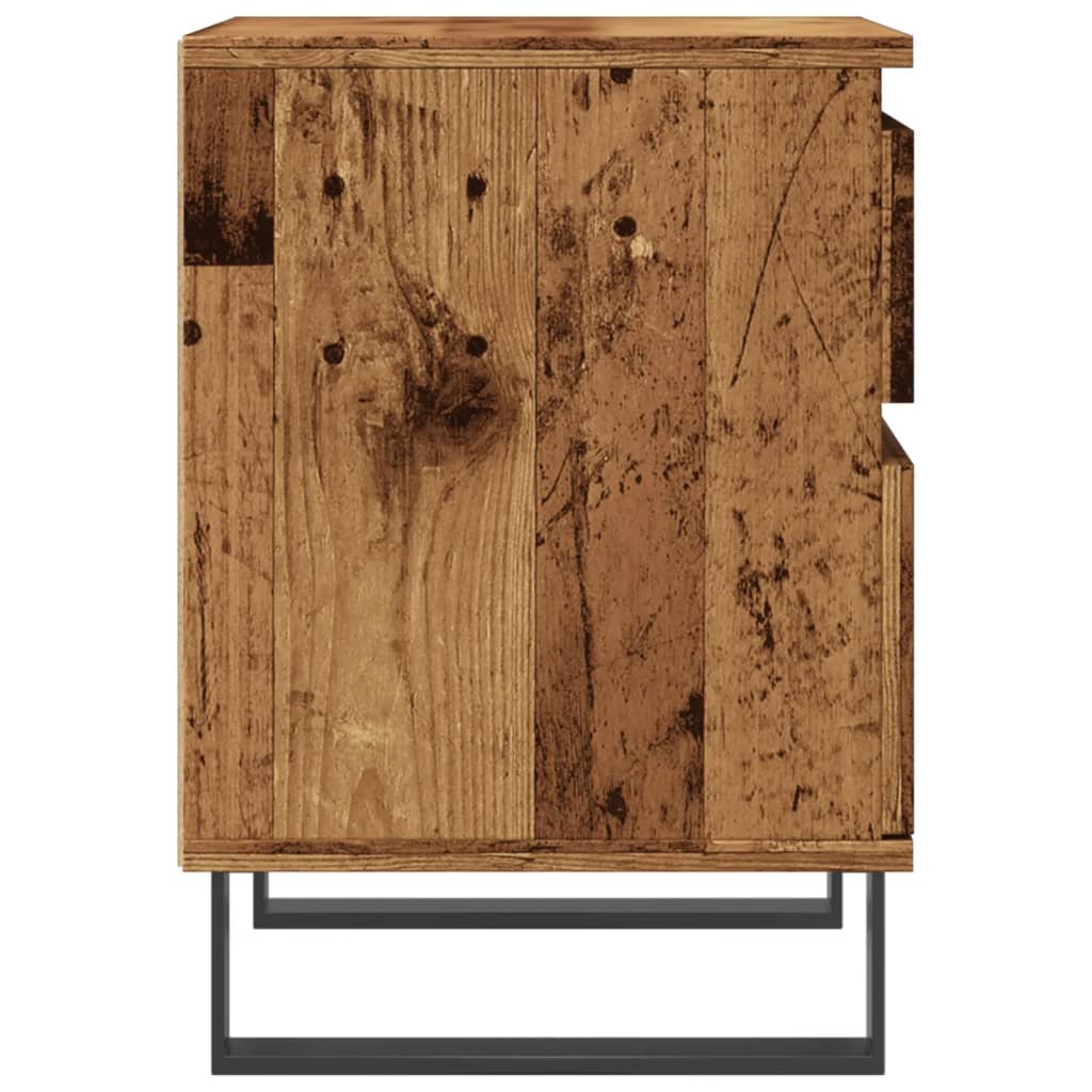 Nachtkastje 40x35x50 cm bewerkt hout oud houtkleurig