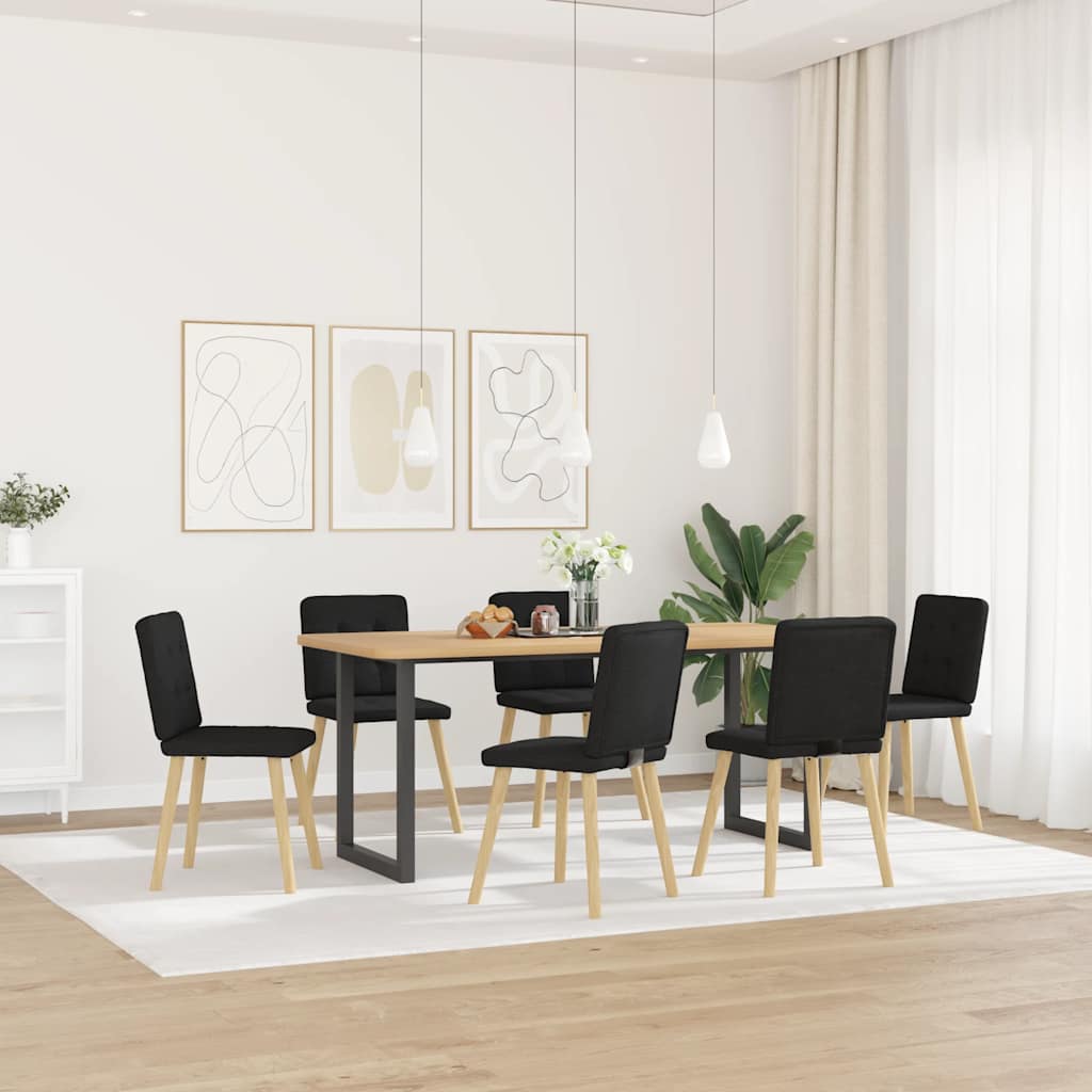 Eetkamerstoelen 6 st stof zwart