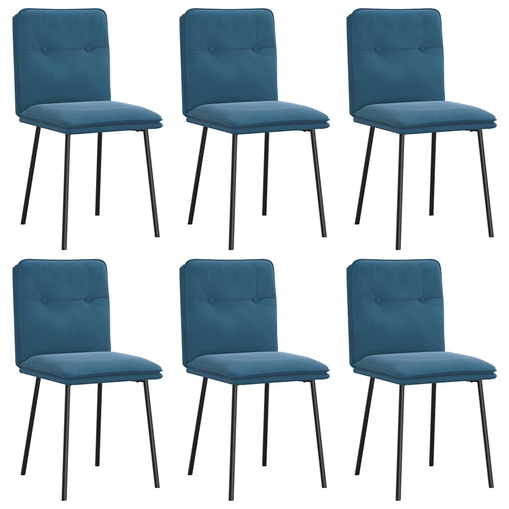Eetkamerstoelen 6 st fluweel blauw