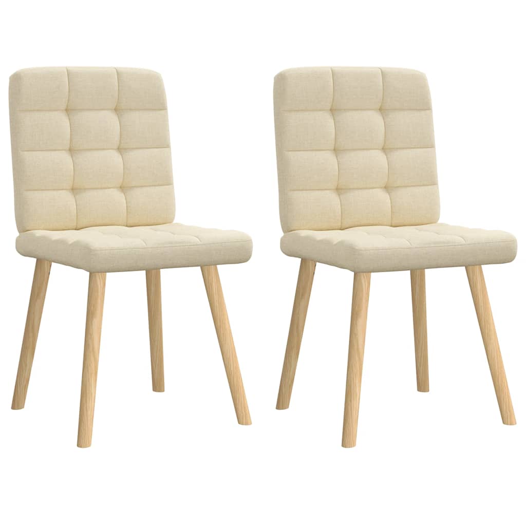 Eetkamerstoelen 2 st stof crèmekleurig