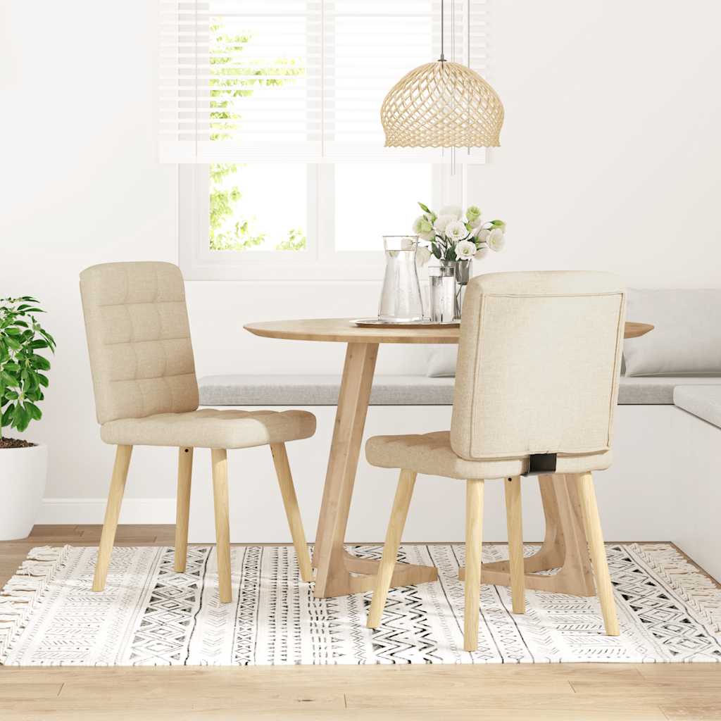 Eetkamerstoelen 2 st stof crèmekleurig