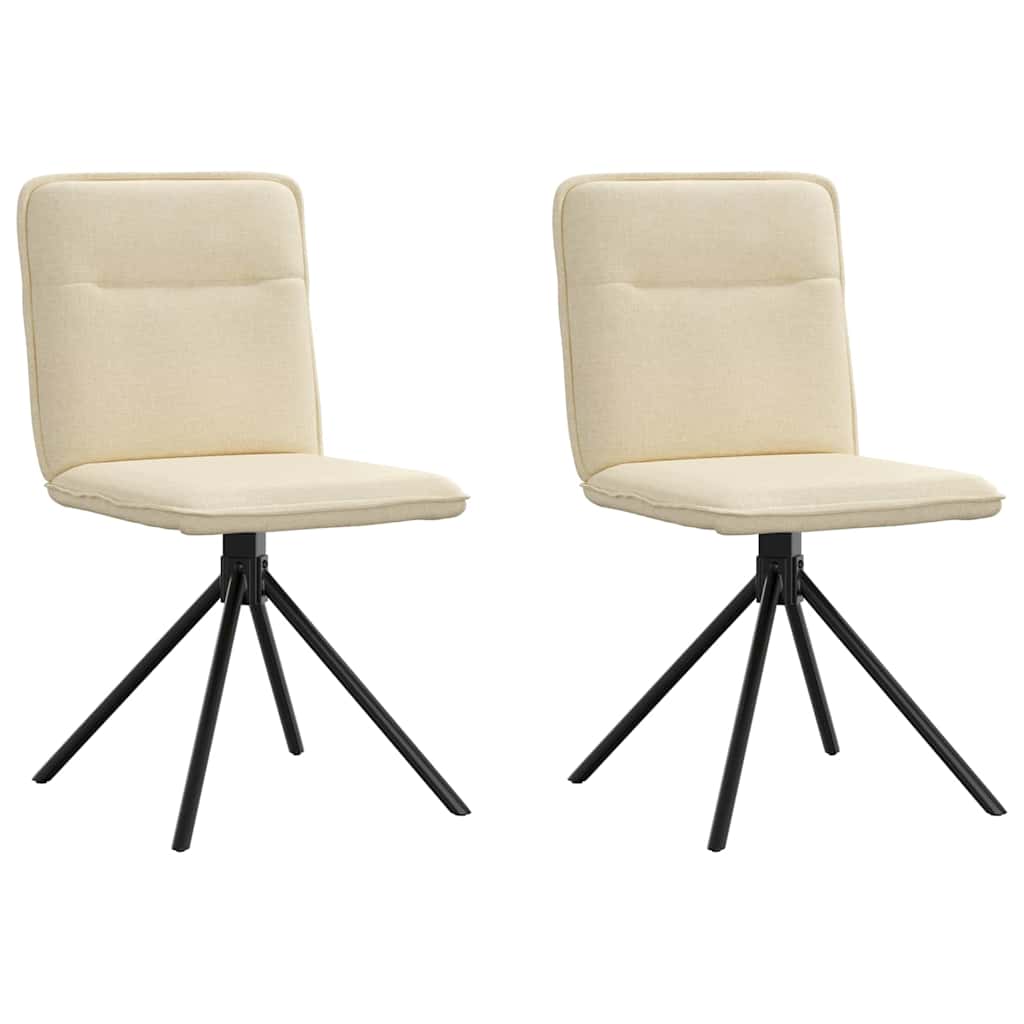 Eetkamerstoelen 2 st stof crèmekleurig