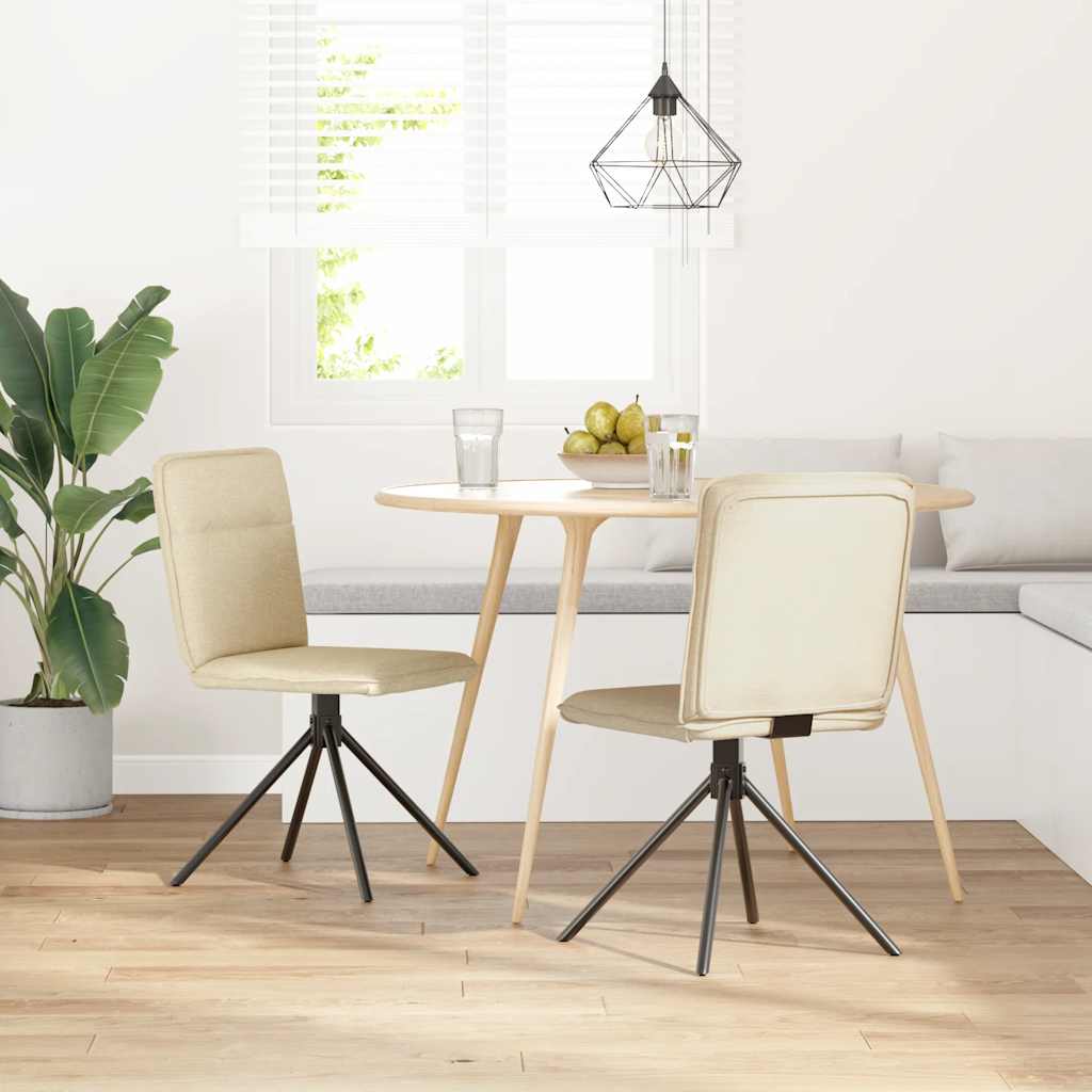 Eetkamerstoelen 2 st stof crèmekleurig