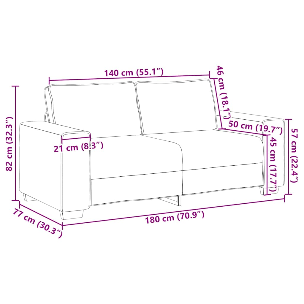 2-zitsbank 140 cm stof zwart