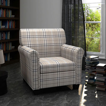 Fauteuil met kussen stof crème